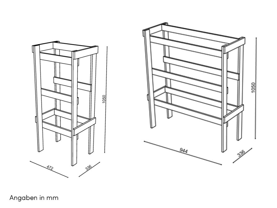 abmaessungen holzregale eike (klein) und eike (groß).